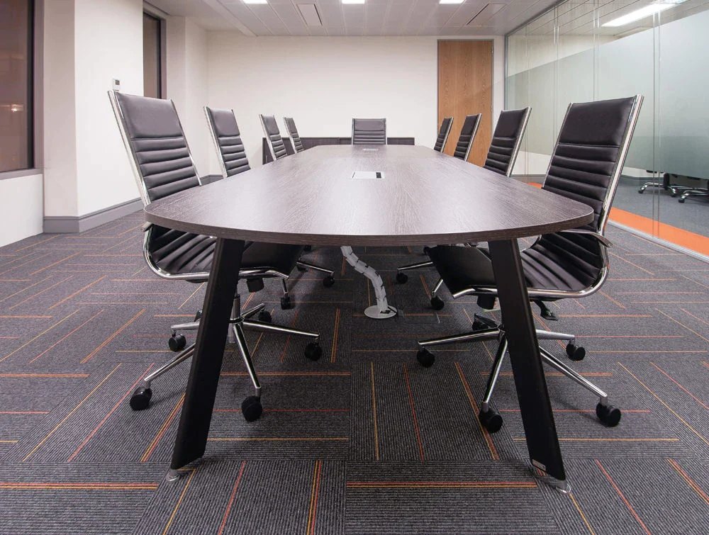 Apex-Office-Layout-Walnut-FInish-Meeting-Table-with-Cable-Spine-and-9-Black-Executive-Meeting-Chairs