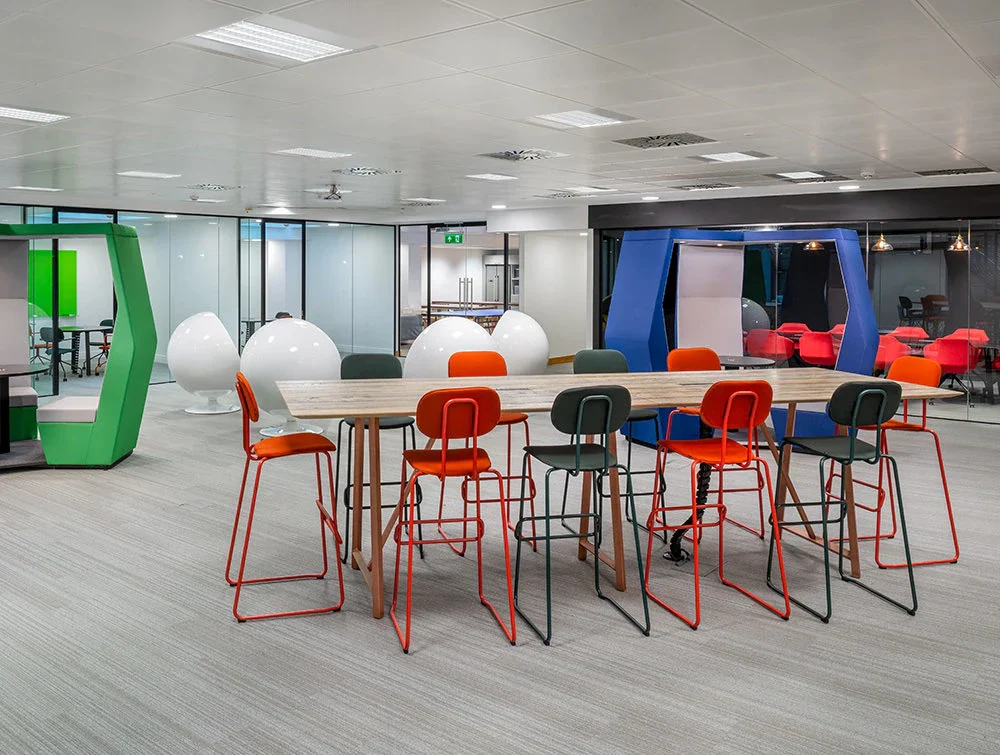 Social-Talent-Breakout-Area-layout-Bill-Meeting-Pods-with-New-School-Stools-and-Hightop-Coffee-Table